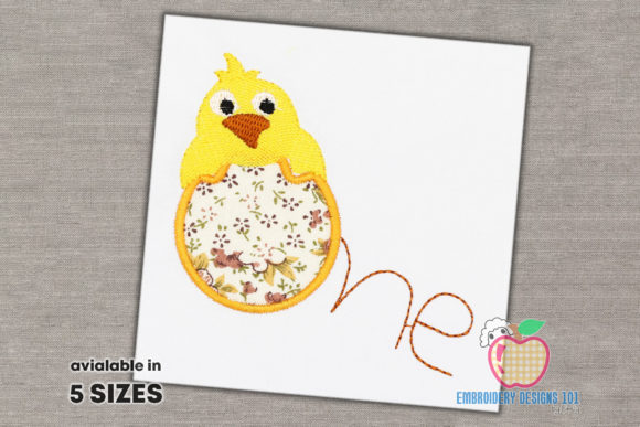 1st Birthday Cute Baby Chicken Applique