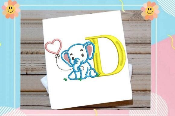 D Letter Cute Elephant Decor for Seasonal Embroidery