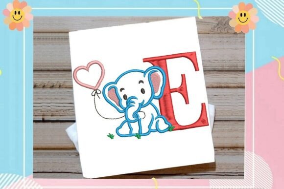 E Letter Cute Elephant Decor for Holiday Crafting