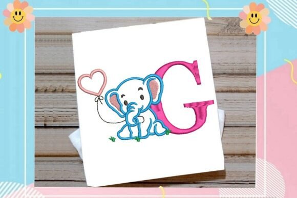 G Letter Cute Elephant Decor for Holiday Crafting